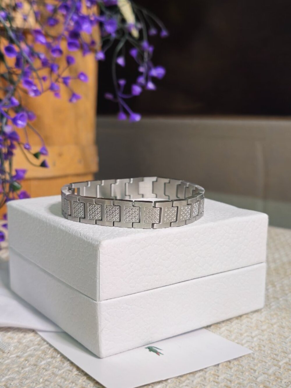 Lacoste Silver Metropole Bracelet w/ Croc Emblem